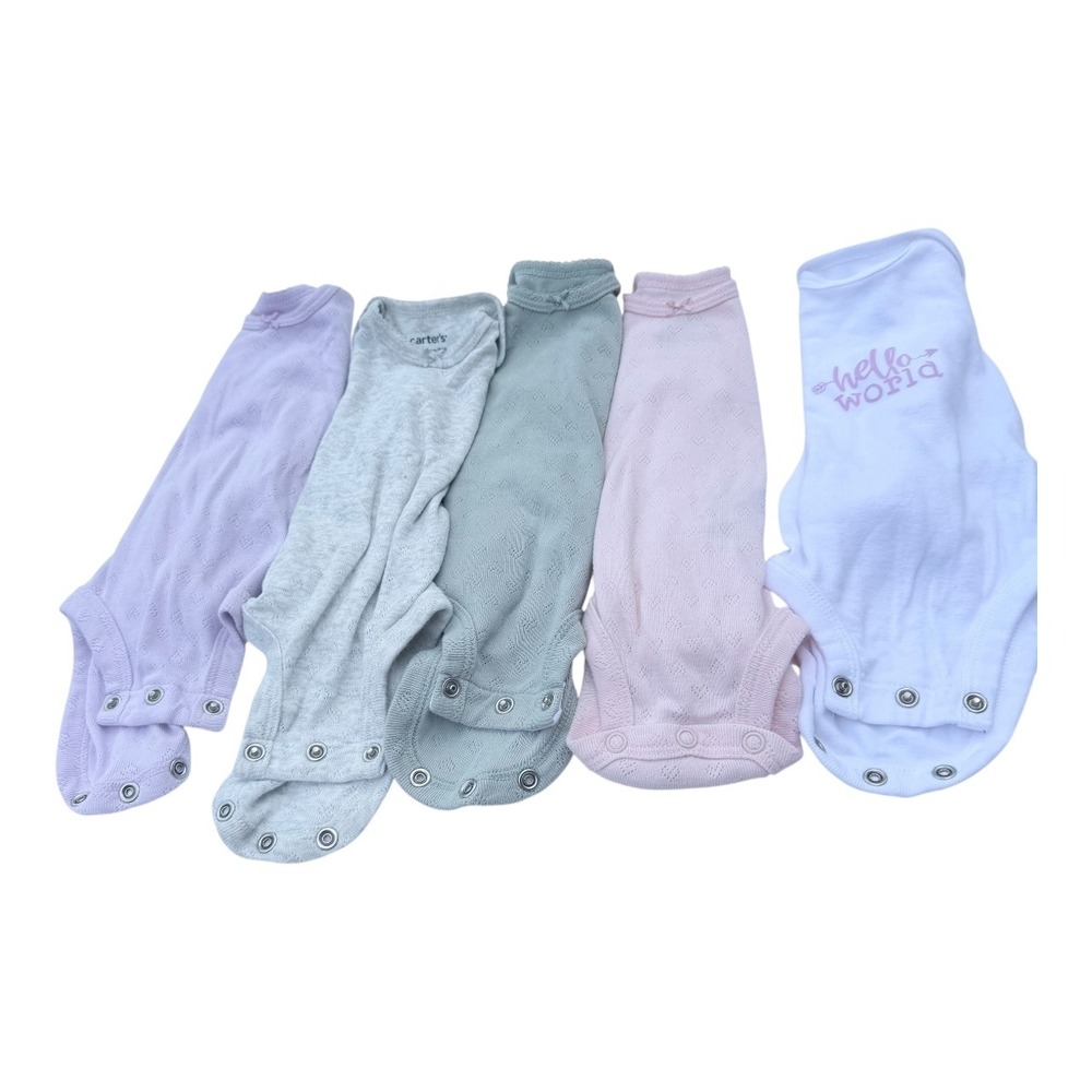 Carter's Bodysuit NB Baby Girl Multicolor Cotton Pointelle Hello World Excellent
